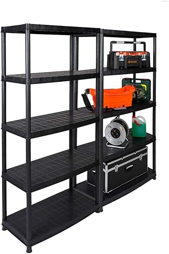 2 Stück XL Schwerlastregale, Lagerregale mit dem Maß von jeweils 85 x 40 x 185 in Schwarz. Beide Regale teilbar: Aus 2 Regalen mach 4 Regale! SGS TÜV geprüfte Qualität - Cheap-Us