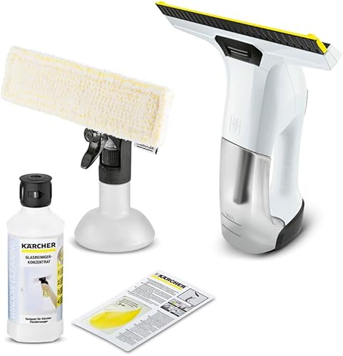 Kärcher WV 6 Plus Fenstersauger weiß (inkl. Zubehör,100 min Akkulaufzeit, Fensterreiniger für Fenster, Fliesen, Dusche und Vitrinen) (inkl. 1x Glasreiniger RM 500) - Cheap-Us