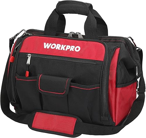 WORKPRO Elektriker Wasserdichte Werkzeugtasche Profi, weite Öffnung & große Kapazität 42CM/16' aus 1680D Polyester, Schultergurt verstellbar, Multifunktion für Heimwerker Handwerker - Cheap-Us
