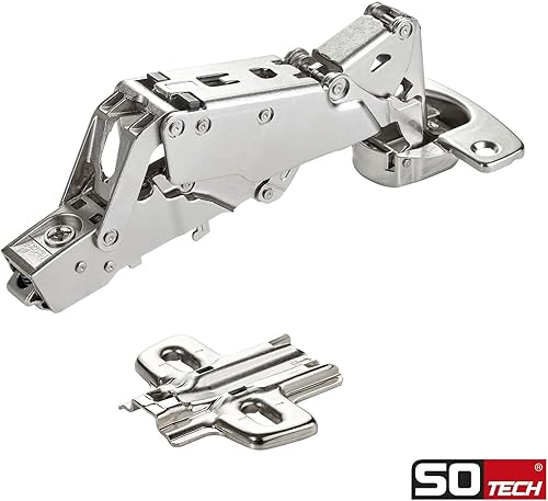 SOTECH Weitwinkelscharnier 165° Sensys 8657i Eckanschlag (vorliegend) Null-Einsprung, Soft-Close und Schließautomatik, Schnellmontage inkl. Montageplatte Höhe 0 mm mit Euroschrauben - Cheap-Us
