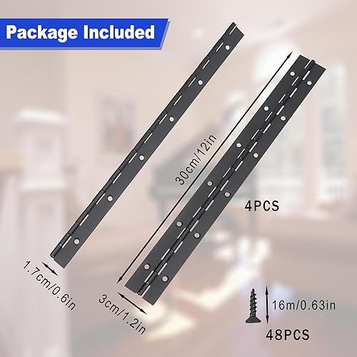Klavierband Edelstahl, 4 Stück 30 cm Klavierscharnier Klavierband Scharnier Stangenscharnier, Edelstahl Scharnier Klavierband für Bootsschränke Aufbewahrungs Box, Mit 48 Schrauben - Cheap-Us