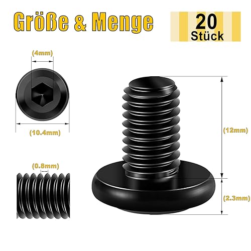 20 Stück M6 x 25 Schrauben, Flachkopfschrauben, Innensechskant Edelstahl A2 V2A Vollgewinde Schwarzes Oxid mit Hex Key - Cheap-Us