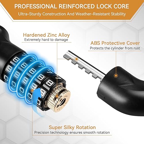 Looxmeer Fahrradschloss 12 Farben Zahlenschloss 90cm und Hoher Sicherheitsstufe, Fahrrad Kettenschloss Zahlen Code Kombination Schloss mit Gehärteter Stahlkettenglieder und 5-stelligem Zahlencode - Cheap-Us