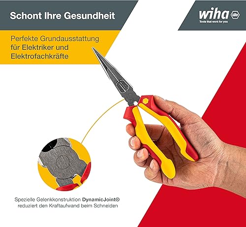 Wiha Flachrundzange Professional electric mit Schneide gerade Form (26727) 200 mm Zange für Elektriker, VDE geprüft, stückgeprüft, stabil und robust - Cheap-Us