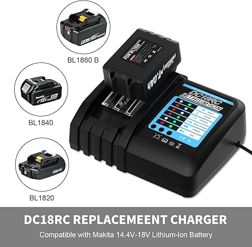 Replacement Battery for Makita Battery 18 V 2 x 18 V 5500 mAh Replacement Battery for Makita 18 V Battery with DC18RC Charger Compatible with BL1860 BL1860B BL1850 BL1850B BL1840 BL1830 BL1820 LXT400 - Cheap-Us