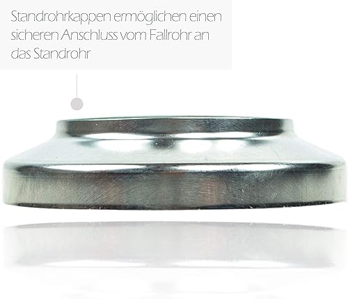 Zink Standrohrkappe 100/116 flach - Rosette für einen sauberen Übergang vom Fallrohr zum Standrohr, Abdeckrosette für Regenrohre aus Titanzink - Cheap-Us