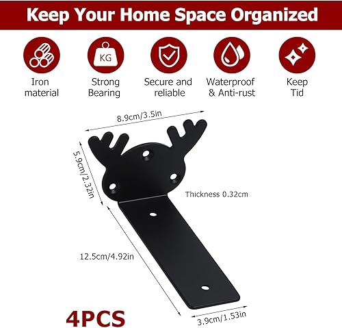 Regalträger Regalhalterungen, 4 Stk Schwimmende Regalhalter, Schwarze Metall Regalwinkel Schwerlastträger, Unsichtbare L Wandhalterung Wandträger Wandwinkel für zimmer, Büro, Küchen(150MM) - Cheap-Us