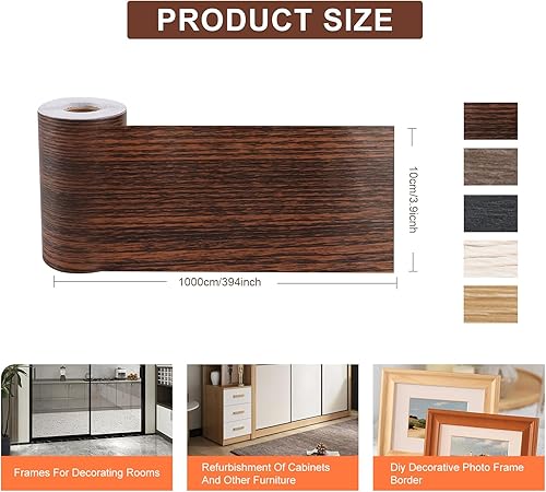 ztowoto BordüRe Selbstklebend, Selbstklebende BordüRe FüR WandräNder, TüRrahmen, Fensterrahmendekoration,TapetenbordüRe Selbstklebend FüR Badezimmer, KüChe, Wohnzimmerwand (Walnuss,1000 * 10 Cm) - Cheap-Us