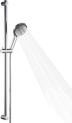 OFFO Duschstange mit Brause 70cm,Duschkopf mit Schlauch und Halterung,Duschkopf mit 6 Strahlarte, und 1,6 m Schlauch, Verstellbarem 680mm Brausestangenset, Chrom - Cheap-Us