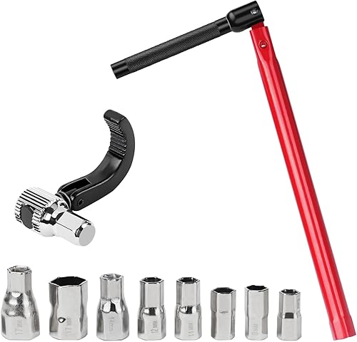 Noosverl Standhahnmutterschlüssel Set 13 mm|Kralle SW 44 + Einsätze 8-17 mm, Standhahn-Mutternschlüssel-Satz, 9-tlg Mutterschlüssel|Klaueadpter - Cheap-Us