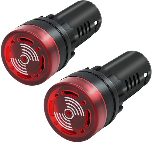 mxuteuk 2 Stücke 22mm AC/DC 24V Rote LED Summer Alarmanzeige Blinker-Anzeigelampe AD16-22SM-RR24V - Cheap-Us