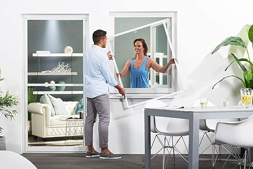 empasa Insektenschutz Fliegengitter Fenster MASTER SLIM Set Alurahmen Mückengitter als Selbstbausatz in 80 x 100 cm, verschiedene Sets und Farben, Farbe:weiß, Größe:3er Set - Cheap-Us