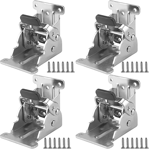 FAAING 4 Stück Klappscharnier Tischbeine, Tischbein Scharnier Klappbar Stützhalterung Klappkonsole Schaniere Klappbar 90 Grad, Selbstsichernde Scharniere für DIY Klappbarer Tisch, Bett, Werkbank - Cheap-Us