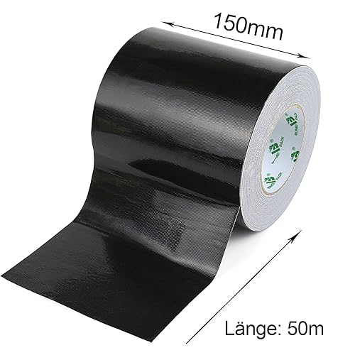 BOMEI PACK Panzertape extra stark, Schwarz 50 m x 150 mm Wasserdichtes Reparaturband für innen & außen Reparaturband mit starker Klebkraft - Cheap-Us