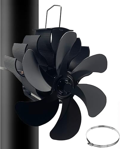 Ofenventilator,6 Blatt Kaminventilator,Leiser Kamin Ventilator für Holzöfen,Wärmebetrieben,Umweltfreundlich am Schornstein für Holzbrenner/Kaminventilatoren/Ofenrohr - Cheap-Us