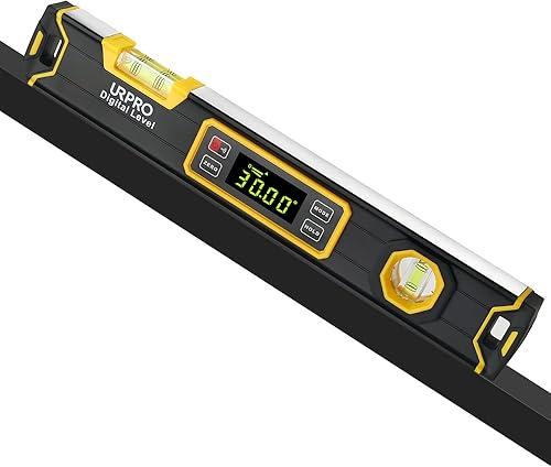 URPRO Neigungsmesser, digitales Torpedo-Niveau und Winkelmesser Neodym-V-Groove-Magnete Helles LCD-Display Smart Level IP54 staub-/wasserdicht - Cheap-Us