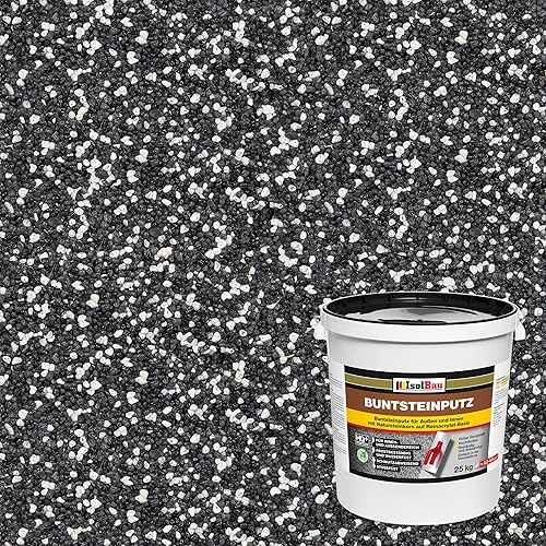 Isolbau - Buntsteinputz für Außen und Innen (Weiss, Anthrazit/Graphit) 25 kg - BP33 Mosaikputz Dekorationsputz Frostsicher, Wasserfest, Stoßfest - Cheap-Us