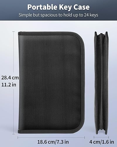 Uniclife Schlüsseletui mit Reißverschluss, wasserdicht und feuerfest, Schlüsselbuch mit 36 Haken und Etiketten, tragbares Schlüssel-Aufbewahrungsbuch für Büros, Immobilienagenturen, Hotels - Cheap-Us