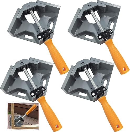 4 Stück Winkelspanner 90 Grad, Aluminium-Legierung Eckspanner, Mit Swing Kiefer, Single Handle, Winkelzwinge für Holzbearbeitung, Engineering Holzbearbeitung Fotorahme - Cheap-Us