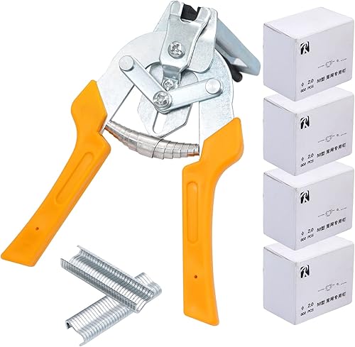 Typ M Schweine Nagelringzange mit 2400 M Clips, Handwerkzeug Edelstahl-Drahtbefestigungszange für Die Reparatur Oder Montage Von TierkäFigen, HüHnerstäLlen, VogelkäFigen, ZäUnen - Cheap-Us