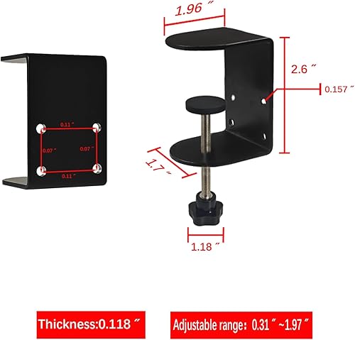 Jhanw 7,6 cm C-Klemme mit vier kleinen Löchern auf der Rückseite, 2 Stück, verstellbare Schreibtisch-C-Klemmen für Bereich 0,9 cm ~ 8,6 cm, vielseitige Klemme für Bremse, Teilemontage, Befestigung, - Cheap-Us