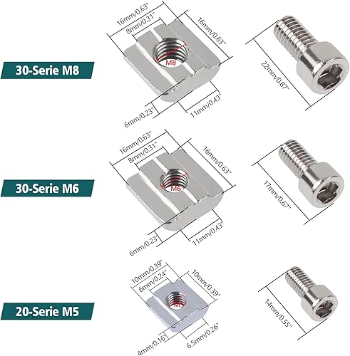 Yeepeo 50 Stück Nutensteine M6, Serie 2020 M5 Nutsteine Set T-Nut Typ B, Kohlenstoffstahl T Nutenstein und Innensechskantschraube Steckverbindersatz für Aluminiumprofil-Extrusionsschlitz - Cheap-Us