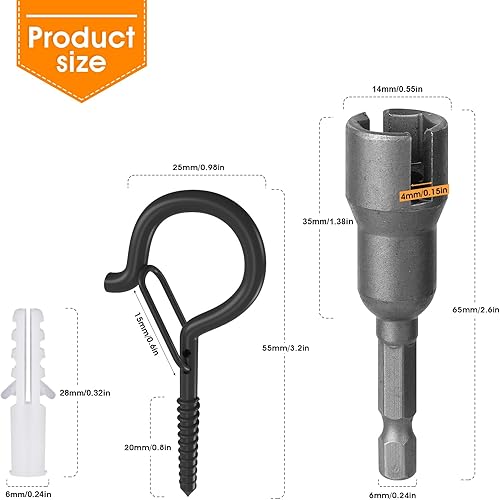 GIPTIME Schraubhaken, 50 Stück Edelstahl Hakenschrauben mit Sicherung, Haken zum Schrauben, Wandhaken Deckenhaken zum Aufhängen Planzen, Lichte - Cheap-Us