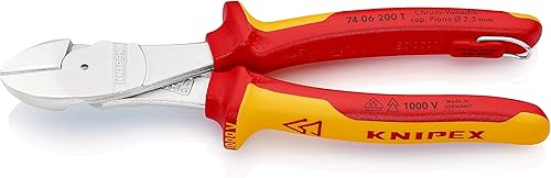 KNIPEX Kraft-Seitenschneider isoliert mit Mehrkomponenten-Hüllen, VDE-geprüft verchromt 74 06 200 T - Cheap-Us