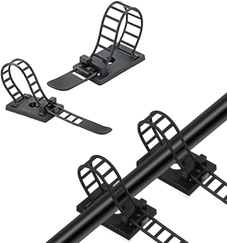 KBNIAN 20 Stück Kabelclips Verstellbare Kabelbinder Selbstklebende Kabelklemme Schwarz Kabelbefestigung Kabel Gurte für Computerkabel, TV-Kabel, USB-Kabel (11,5 * 2,1 cm / 11,3 * 1,8cm) - Cheap-Us