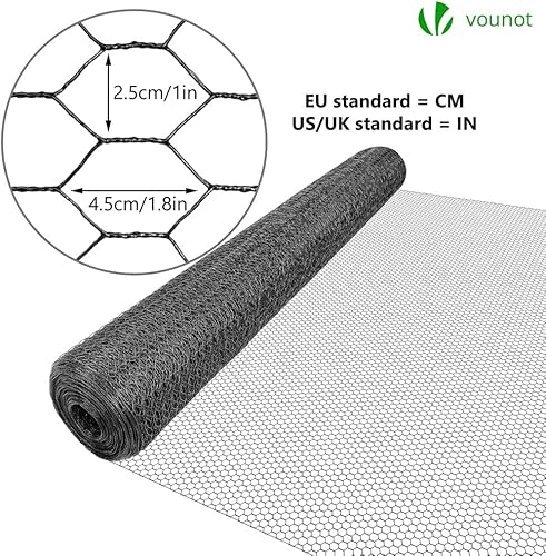 VOUNOT Maschendrahtzaun Sechseckgeflecht, Drahtzaun Hasendraht Kaninchendraht Hühnerdraht, Maschenweite 25 mm, Höhe 100 cm, Länge 25 m, PVC-Beschichtet Grün - Cheap-Us