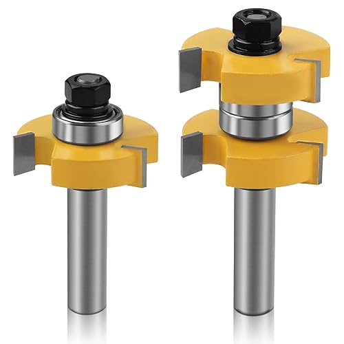 Nut- und Federfräser-Bit-Set, 1,27 cm Schaft, Fräser-Bit-Set, 2 Stück, 3,8 cm Holzbearbeitung, Schneidfräswerkzeuge, Fräswerkzeuge für Holzbearbeitung, 3 Zähne, verstellbar, T-Form, Holzfräser - Cheap-Us