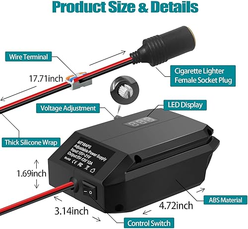 Adapter für Bosch GBA 18V Akku - 18V auf 12V Step Down Konverter mit Zigarettenanzünder Schnittstelle - für Bosch Professional 18V System Akku GBA Batterien, Power Wheel Adapter für alle Autogeräte - Cheap-Us
