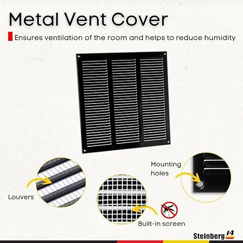 Steinberg14 Lüftungsgitter 400x400 mm - Braun Metall Belüftungsgitter mit Insektenschutz - Abluftgitter für Wand und Decke - Lüftungsabdeckung für Innen und Außen - Insektenschutzgitter - Cheap-Us