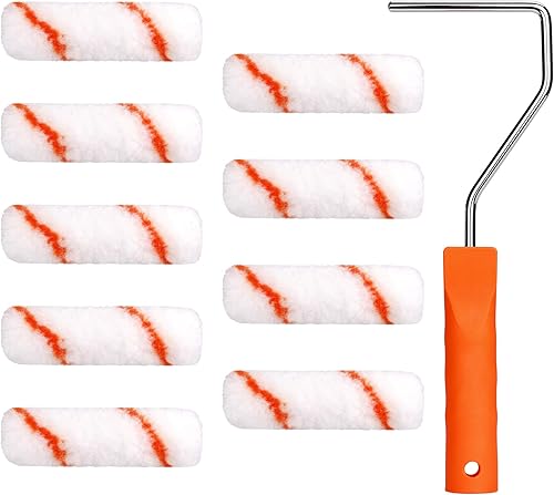 Farbroller Pinsel Renovierungsset Wandmalerei Werkzeug 4 Zoll Mini Schaumrolle mit Farbroller Griff Set 10 Stück - Cheap-Us