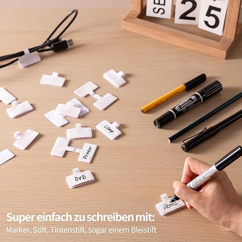 Trilancer Kabeletiketten Kabel Beschriftung Wiederverwendbar, 24 St Mehrfarbige Beschreibbare Kabel-Etiketten - 4 cm x 2 cm Schreibfläche Zum Identifizierung von Kabel, Groß. Drähten. Vielseitige - Cheap-Us