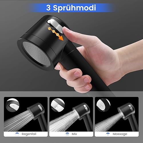 Duschkopf mit Filter MEKO Hochdruck Handbrause mit 15 Schichten Filtersystem, 1,5M Schlauch 3 Strahlarten Wassersparender Duschkopf für Entfernen vom Rest-Chlor, harten Wasser, Schwermetall - Cheap-Us