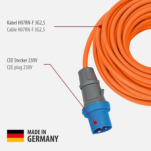Brennenstuhl CEE 230V Camping-Verlängerungskabel 10m (H07RN-F 3G2,5 Kabel in der Signalfarbe orange, Camping-Stromkabel für den ständigen Einsatz im Außenbereich IP44, Made in Germany) - Cheap-Us