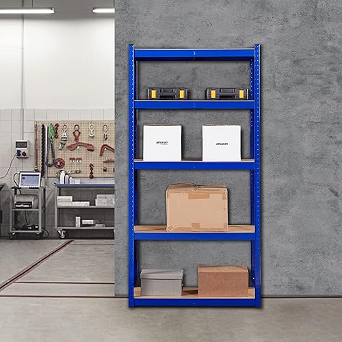 Arebos Schwerlastregal 2er Set | 180x90x30cm | 875kg Tragkraft | 5 MDF-Platten | Einfache Montage durch Stecksystem Regal Lagerregal Kellerregal Steckregal Werkstattregal | verzinkt - Cheap-Us