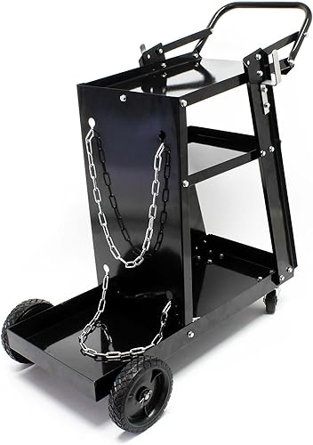 Wiltec Schweißwagen 765 x 745 x 385 mm aus Stahlblech, Werkstattwagen als Schweißmobil, Schweißgerätewagen auf Rollen, Flaschenwagen mit 3 Ablagen - Cheap-Us