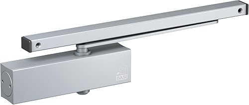 BASI | Türschließer mit Gleitschiene und Feststelleinheit Komplettpaket | Feststellfunktion | Variabel einstellbar | Türen bis 950 mm | Gewicht bis 60 KG | Silber - Cheap-Us