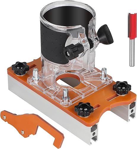 EFUTURETIME Holzfräser Werkzeug Schlitzhalterung Set, Holz-Router-Basis Locator mit 1/4' Fräser für 65 mm Oberfräse, Frässchablone Oberfräse Zubehör für Kanten, Schlitze, 0–5 cm Brett - Cheap-Us