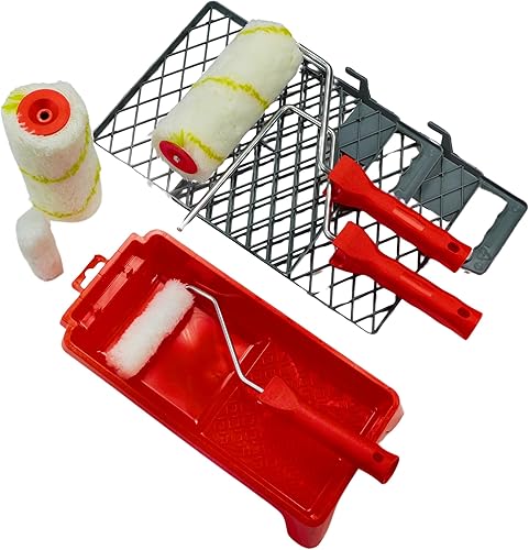 ROTIX Komplettes Malerset | 20-teilig für Anstrich von Wand und Decke | Farbroller Pinsel Abdeckfolie Klebeband Teleskopstange und praktische Helfer - Cheap-Us