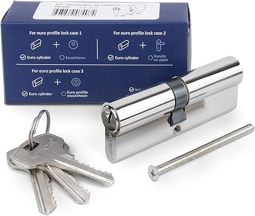 APECS Zylinderschloss Profilzylinder 50/60 mm für Türschloss Haustür mit 3 Schlüsseln Modell EC-110(50/60) in Silber - Cheap-Us