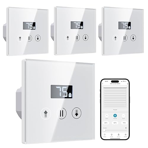 ALLEVOI Smart Rolladenschalter mit Prozentfunktion, Jalousie Schalter mit LCD-Bildschirm, Schaltbare LEDs/Neutralleiter erforderlich, Kompatibel mit Alexa/Google Assistant 80x80 mm - Cheap-Us