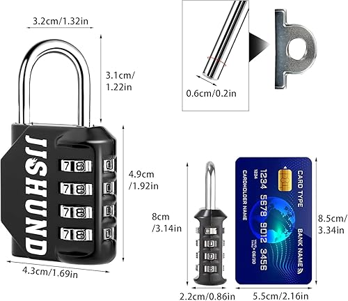 2 Stück Vorhängeschloss Zahlenschloss, 4 Stellig Zinklegierung Schloss Mit Zahlencode, Metall Vorhängeschloss mit Zahlencode für Spind Fitnessstudio Werkzeugkasten (Schwarz) - Cheap-Us
