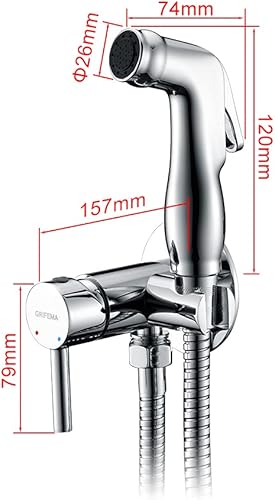 GRIFEMA Bidet Handbrause für WC, Einhebelmischer mit Warm- und Kaltwasser, Schwarz, WC-Dusche mit Halterung und Schlauch, Modell G154B-1, [Exklusiv bei ] - Cheap-Us