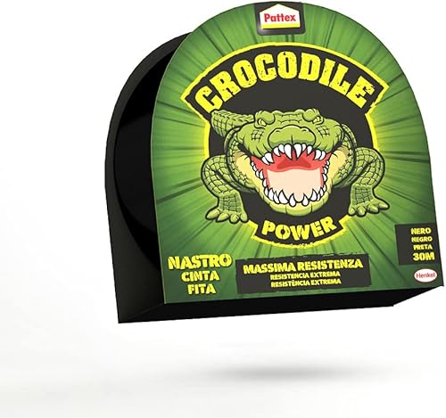 Pattex Crocodile Power Tape Leistungsstarkes Klebeband 2 mal dicker, extra starkes schwarzes Reparaturband, Klebeband für viele Materialien, 30 m x 50 mm - Cheap-Us