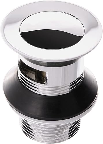 Sanitop-Wingenroth Pop-Up-Ventil | verschließbar durch Drücken | für Waschbecken mit Überlauf | chrom | rund | Standard-Anschluss: 1 1/4 | 80 mm Schaftlänge | Stopfen: Ø 38 mm | Metall | 22553 3 - Cheap-Us