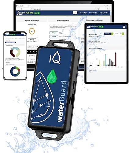 iQ waterGuard - Smarter Wassermelder mit Wasseralarm-Funktion 92dB & WLAN - Water Guard Wasserwächter für Smartphone - WiFi Wasserverbrauchs-Zähler, Überwachung von Wasserverbrauch & bei Wasserschaden - Cheap-Us