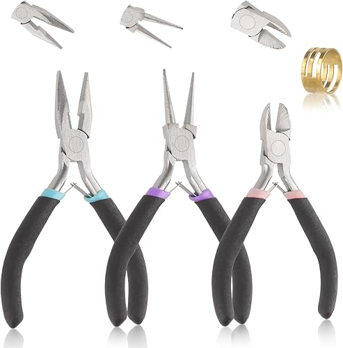 Schmuckzange, 3 Stück Schmuck Zangen Set, Spitzzange, Rundzange, Drahtschneider, Kleine Zange mit Sprungringöffner für Schmuckherstellung, Schmuckreparatur Bastelzange - Cheap-Us